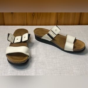 Naot Women's White and Black Sandals